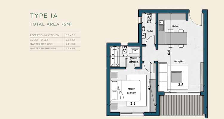 THE VUES BLOOMFIELDS - APARTMENT 75 sqm 2-شقة 75 متر للبيع في ذا فيوز بلوم فيلدز