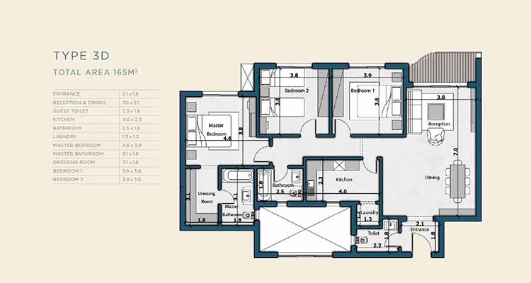 THE VUES BLOOMFIELDS - APARTMENT 165 sqm -شقة 135 متر للبيع في ذا فيوز بلوم فيلدز