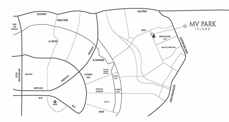 MV Park Island iCity New Cairo Location - موقع ماونتن فيو بارك ايلاند اي سيتي